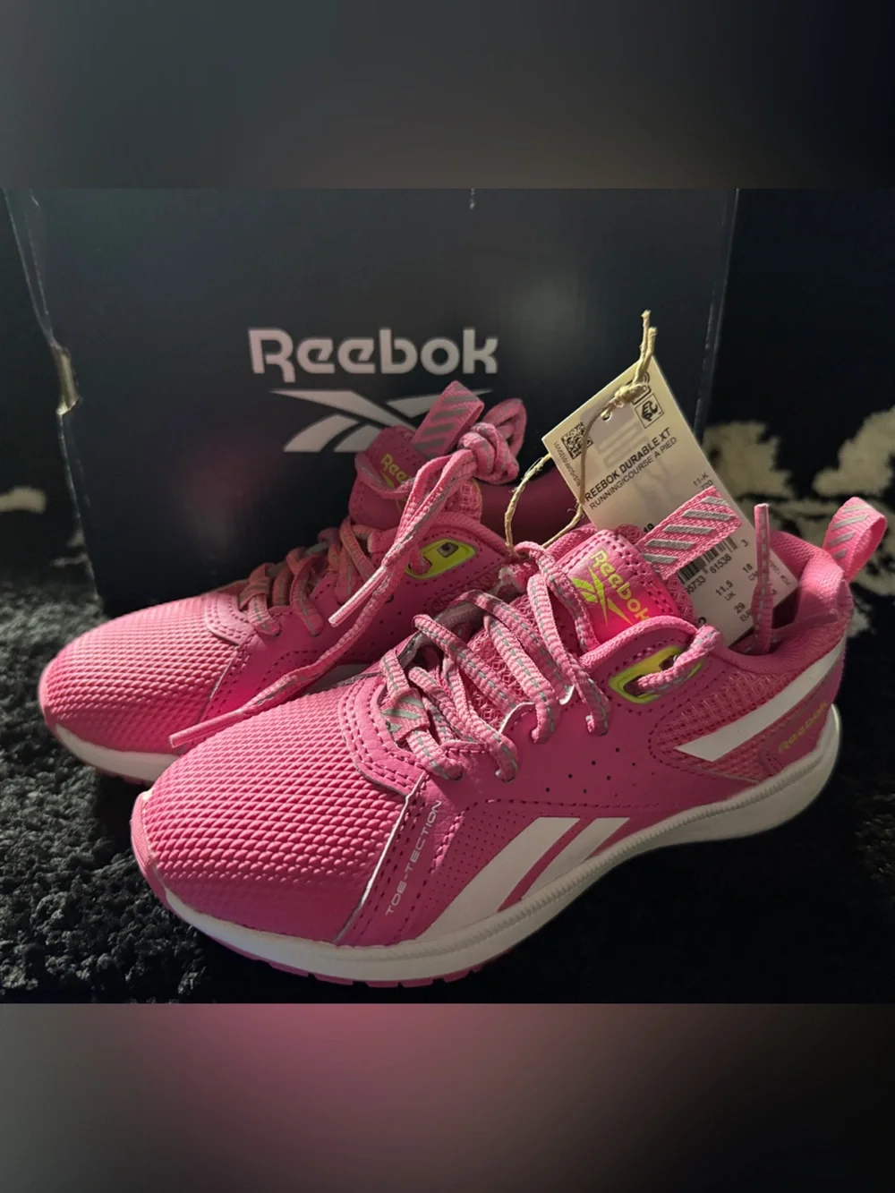 NWT Reebok Kids Hot Pink and White Running Sneakers